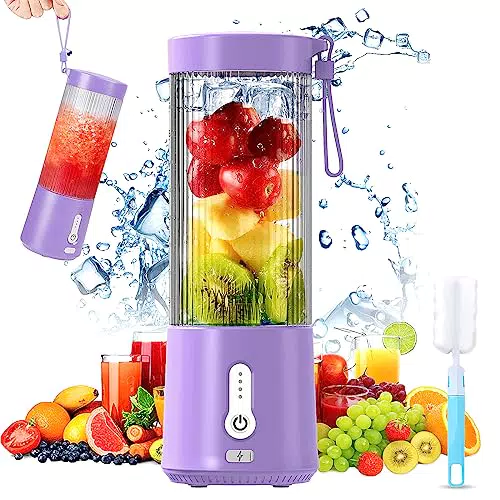 Frullatore Portatile HUIJUTCHEN USB Ricaricabile con 6 Lame - Ideale per Frullati e Smoothie