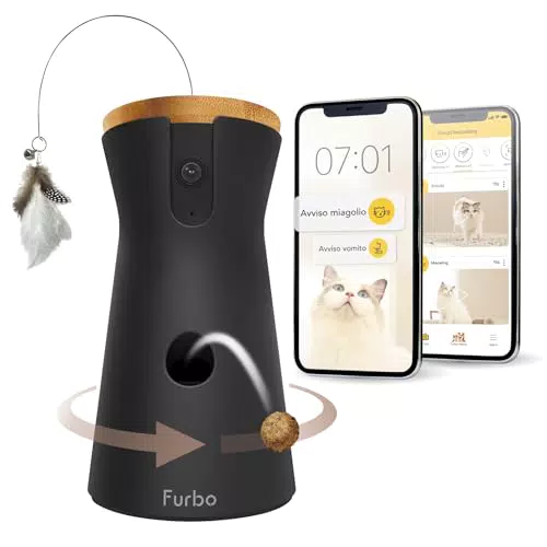 Videocamera 360° per Gatti Furbo: Sicurezza Premium con Rilevamento di Miagolii Vomito