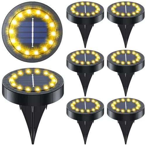 Luci Solari da Giardino GIACOMO 14LED IP65 - Lampade Solari Esterno Incasso Luce Sepolta Solare per Prato Vialetto Scala - Bianco Freddo