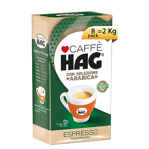 Hag Caffè Macinato Decaffeinato Gusto Espresso per Moka e Macchina da Espresso