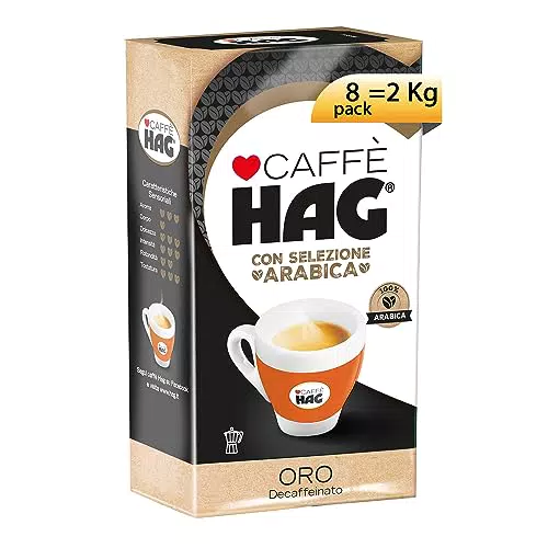 Hag Caffè Macinato Decaffeinato Gusto Oro - Sapore Morbido e Pieno