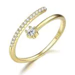 JeweBella Anello Donna Regolabile Argento 925 con Zirconia Cubica