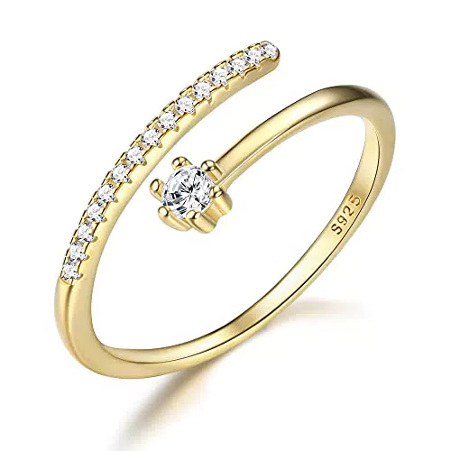 JeweBella Anello Donna Regolabile Argento 925 con Zirconia Cubica