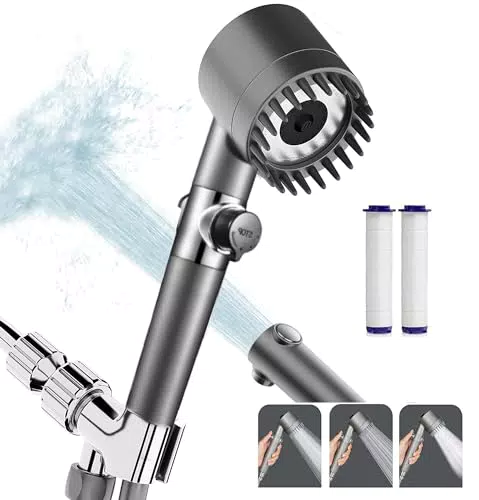 JINYOMFLY Soffione Doccia con Filtro e Alta Pressione, 4 Tipi di Getto