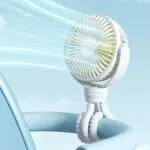 JISULIFE Mini Ventilatore per Passeggino con Clip, Ricaricabile USB, 4 Velocità