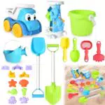 JONRRYIN Set Giocattoli da Spiaggia per Bambini con Secchiello Pieghevole e Accessori