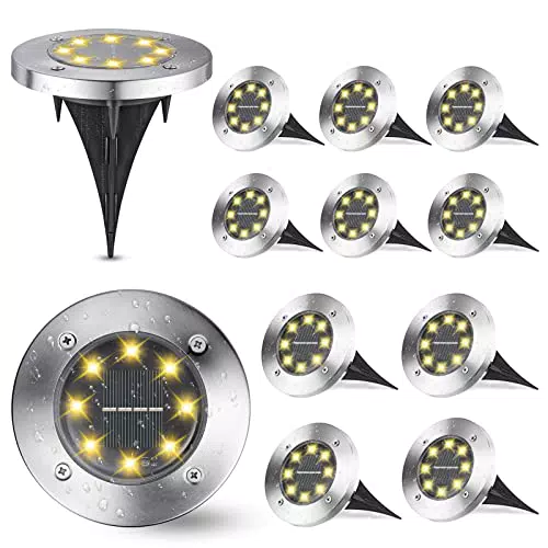 Joomer Luci Solari da Giardino a LED per Esterno - Faretti Solari Impermeabili per Vialetti e Piscine