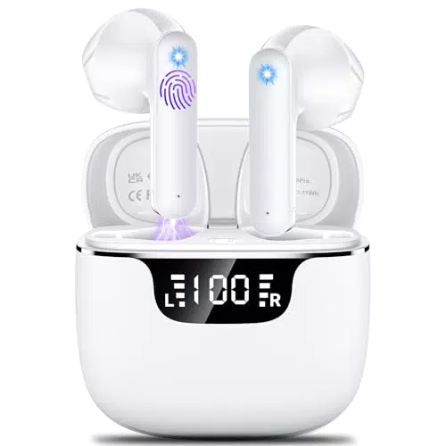 Kauguo Cuffie Bluetooth 5.3 con Cancellazione Rumore e Display LED, Impermeabili IP6