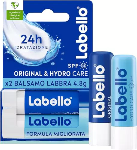 Labello Bipack Classic Care e Labello Hydro Care - Balsamo Labbra Duo SPF 15