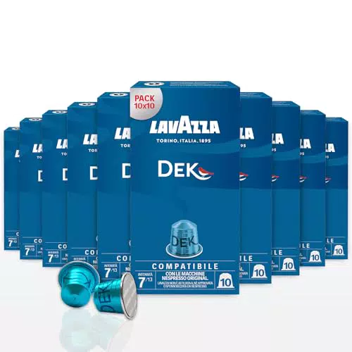 Lavazza Espresso Dek Capsule di Caffè Compatibili Nespresso Original - Note di Frutta Secca e Cioccolato, Arabica e Robusta - Intensità 7/13