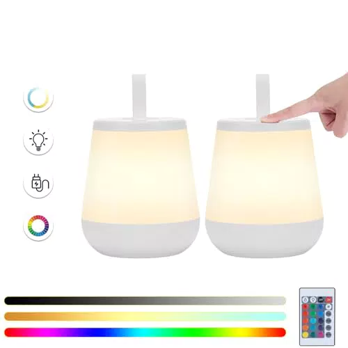 Lightess Lampada Notturna Ricaricabile per Bambini 3 Modi Touch Dimmer RGB