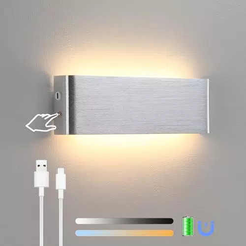 Lightsjoy Lampada da Parete Dimmerabile 30cm USB Ricaricabile per Interni