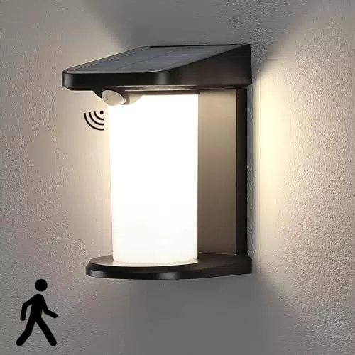 Lightsjoy Lampada da Esterno con Sensore di Movimento Solare IPX4 per Giardini e Cortili