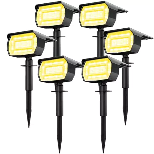 Faretti Solari a LED da Esterno - Lampade Solari Potenti per Giardino - Luci Solari Impermeabili per Piscina e Cortile