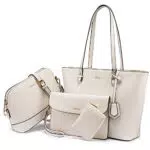 LOVEVOOK Borsa Donna Borse a Mano Donna Borse a tracolla Borse Tote elegante Pelle sintetica Borsa 3 pezzi Set Beige Nero