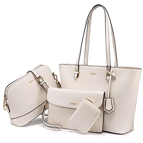 LOVEVOOK Borsa Donna Borse a Mano Donna Borse a tracolla Borse Tote elegante Pelle sintetica Borsa 3 pezzi Set Beige Nero