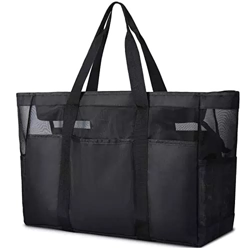 Lubardy Borsa Mare Donna Grande a Rete con Cerniera e Tasche per Spiaggia