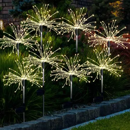 Lampade Solari da Giardino con 120 LED Fuochi d'Artificio e 2 Modalità di Illuminazione