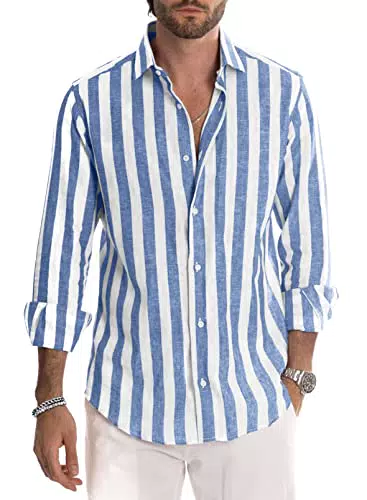 Meilicloth Camicia Uomo Manica Lunga Casual in Cotone Regular Fit Trama Western