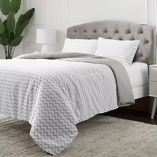 Mellanni Set Copripiumino Microfibra - Completo Letto con Chiusura a Bottone