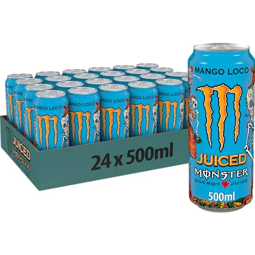 Monster Energy Mango Loco 24 Lattine da 500 ml, Energy Juice con Taurina