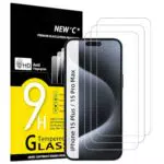 NEW'C Pellicola Protettiva in Vetro Temperato per iPhone 15 Pro Max/Plus 9H