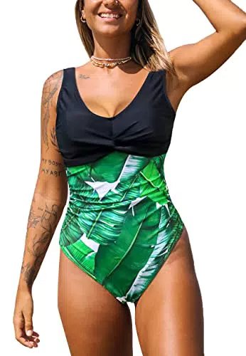 NLAND Costume Intero Donna Push Up a Vita Alta con Scollo a V Imbottito
