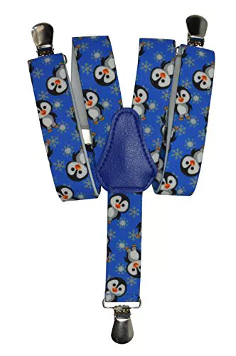 Bretelle per Bambini a Forma di Y con Motivo Pinguini - Elastiche, 2,5 cm.