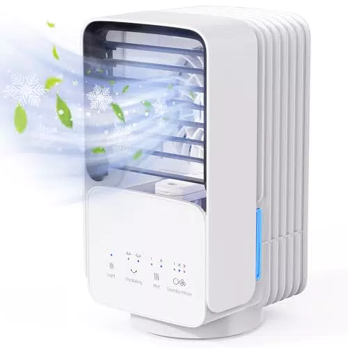 Condizionatore Portatile OMISOON 4 in 1: Raffreddatore d'Aria con Oscillazione, Velocità Regolabili e Modalità Nebbia