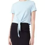 ONLY Top Corto con Nodo, T-Shirt a Manica Corta - Blu
