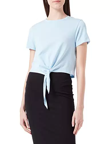 ONLY Top Corto con Nodo, T-Shirt a Manica Corta - Blu