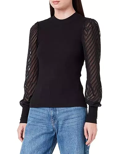 ONLY Maglietta a Maniche Lunghe Jania Puff Top - Nero
