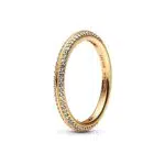 Pandora Anello placcato in oro 14k con zirconia cubica trasparente