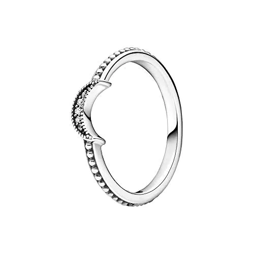 Anello Pandora Passions con Luna Crescente in Argento Sterling e Zirconia Cubica Transparente