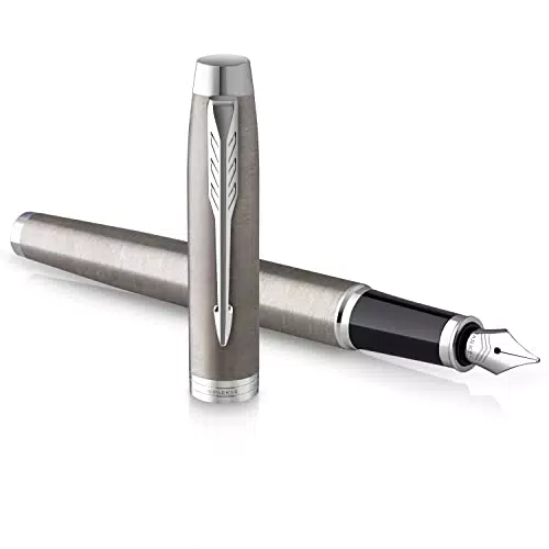 Parker IM Penna Stilografica in Acciaio Inossidabile con Puntale Cromato