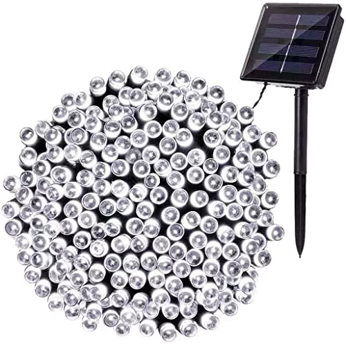 PhilzOps Catena Luminosa Solare 200 LED Natale Stringa Esterna Impermeabile 8 Modalità Decorative Giardino Balcone Festa Matrimonio