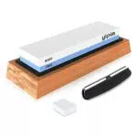 Yipin Pietra per Affilare 2-in-1 Grana 1000/6000 con Stand in Silicone e Base di Bambù