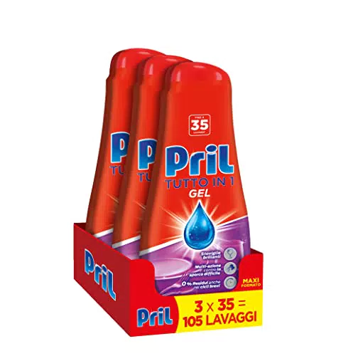 Pril Gel All in One Detersivo Lavastoviglie Multi-Azione per Sporco Difficile