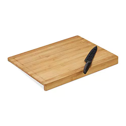 Relaxdays Tagliere in Bambù Antibatterico con Bordo Antiscivolo e Scanalature