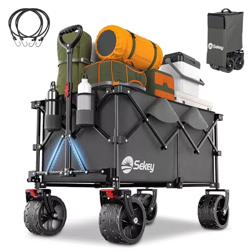 Sekey Carrello Spiaggia Pieghevole con Freni, Modello SE4011, Ruote Grandi