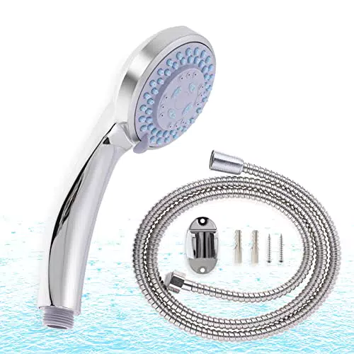 Soffione Multifunzionale con Tubo Doccia Universale da 1.5m - 5 Modelli di Uscita, Ugello in Silicone - Facile Installazione (Cinque Marce)