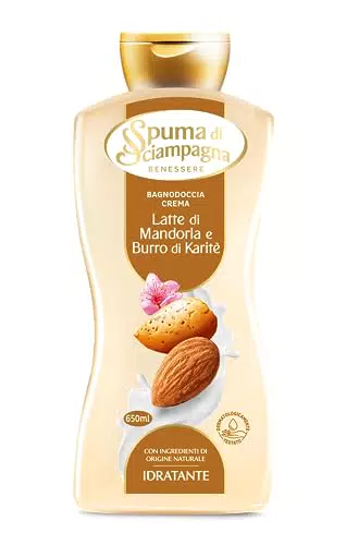 Spuma di Sciampagna Bagnodoccia Crema Idratante Latte di Mandorla e Burro di Karitè - 650 ml