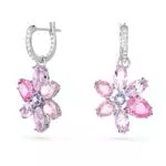 Swarovski Orecchini a Cerchio Mini con Cristalli a Taglio Misto e Motivo Floreale
