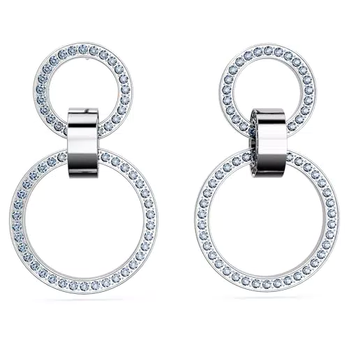 Orecchini a Cerchio Swarovski con Cristalli Intrecciati e Pavé Rotondo - Tonalità Blu