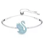 Bracciale Rigido Swarovski Iconic Swan con Cigno in Pavé di Cristalli - Blu