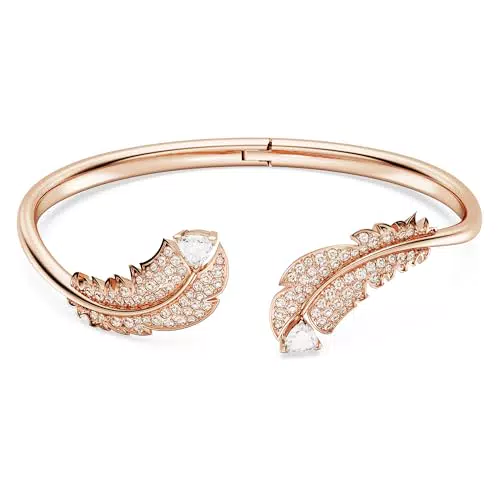 Bracciale Rigido Swarovski Nice con Motivo a Piuma e Cristalli Swarovski