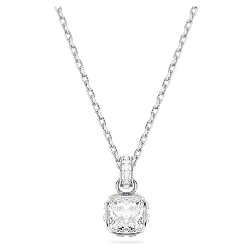 Pendente Swarovski Birthstone Taglio Squadrato Aprile Bianco