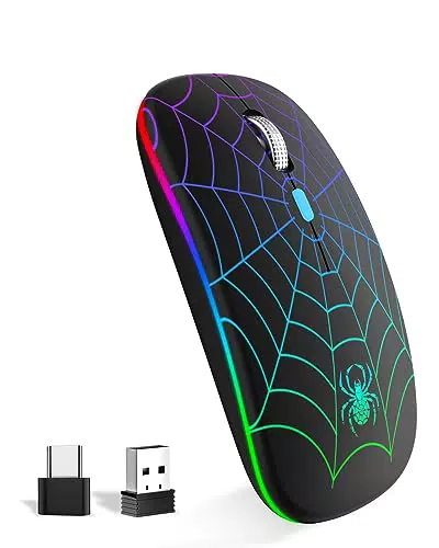 Mouse Wireless Ricaricabile con Convertitore USB e Tipo-C - Precisione Regolabile - Nero