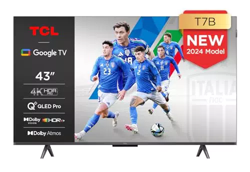 TCL TV QLED 43" 4K Ultra HD con Google TV - Dolby Vision & Atmos, Controllo Vocale Hands-Free