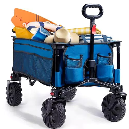 Timber Ridge Carrello Pieghevole per Spiaggia con Ruote Grandi e Tasche Laterali